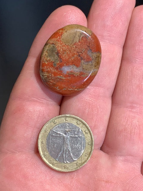 Jaspe Bréchique ou Breschia - Galet de massage/ pierre plate - 30 x 25 x 7 mm - 10,8 gr.