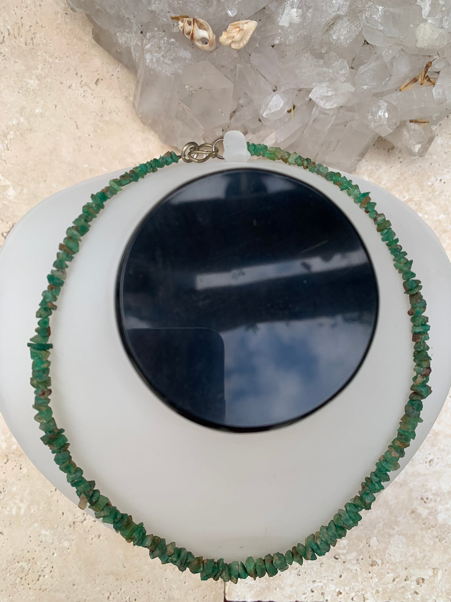 Rare ! Superbe collier en perle naturelle d'émeraude du Pakistan, 44 cm - Fait sur Argent ! Véritable œuvre d'art, chaque perle est un joyau !