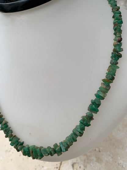 Rare ! Superbe collier en perle naturelle d'émeraude du Pakistan, 44 cm - Fait sur Argent ! Véritable œuvre d'art, chaque perle est un joyau !