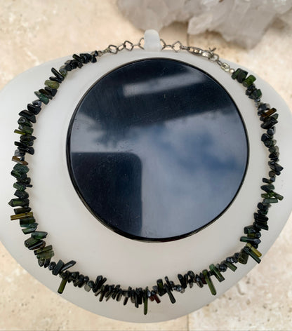 Bijoux d'exception, superbe collier en perle naturelle de tourmaline verte - verdelite - 40 cm - fait sur Argent ! Véritable œuvre d'art, chaque perle est un joyau !