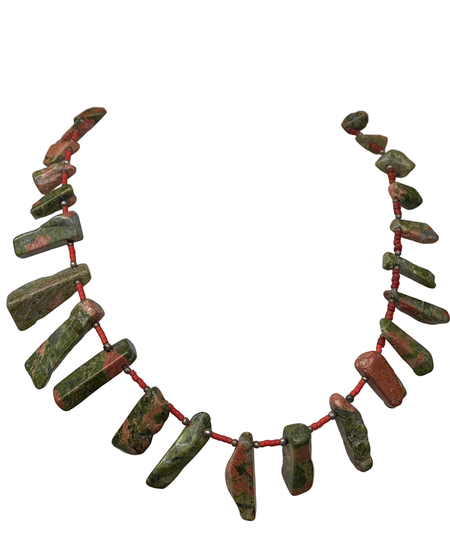 Superbe collier en perle de Jaspe Unakite du Pakistan, 44 cm - Fait par Zen C° !