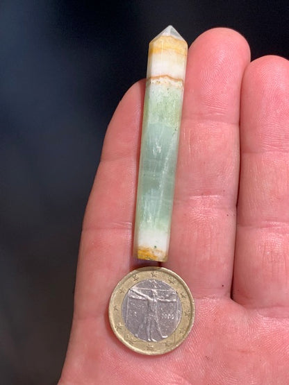 Calcite verte, Pointe/ Laser taillée - 66 x 11 x 8 mm - 12,1 gr.