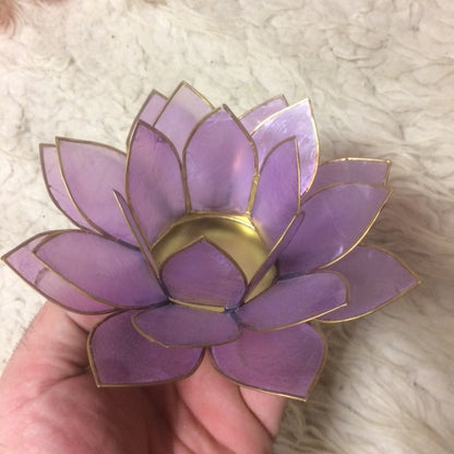 Bougeoirs “Lotus” en coquillage Capiz – 13,5x5,5 ou 15x10,5 cm – Couleurs sublimes et reflets incroyables !