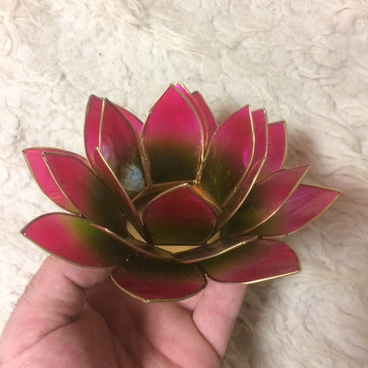 Bougeoirs “Lotus” en coquillage Capiz – 13,5x5,5 ou 15x10,5 cm – Couleurs sublimes et reflets incroyables !