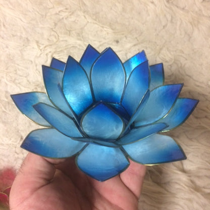 Bougeoirs “Lotus” en coquillage Capiz – 13,5x5,5 ou 15x10,5 cm – Couleurs sublimes et reflets incroyables !