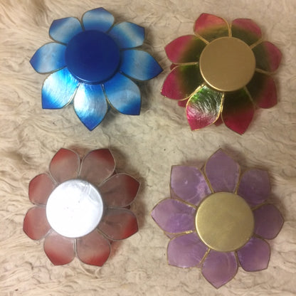 Bougeoirs “Lotus” en coquillage Capiz – 13,5x5,5 ou 15x10,5 cm – Couleurs sublimes et reflets incroyables !