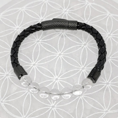 Bracelets cuir avec perles 8 mm – Collection n°3 homme/femme, fermoir magnétique, longueur 18,5 cm.