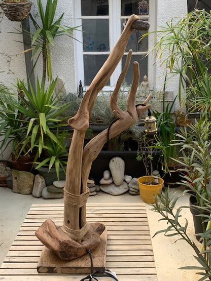 Lampe en bois flotté de la Loire (88 × 44 × 23 cm, ± 4 kg) – Avec câble et interrupteur, ampoule non incluse - Création Zen Curiosity