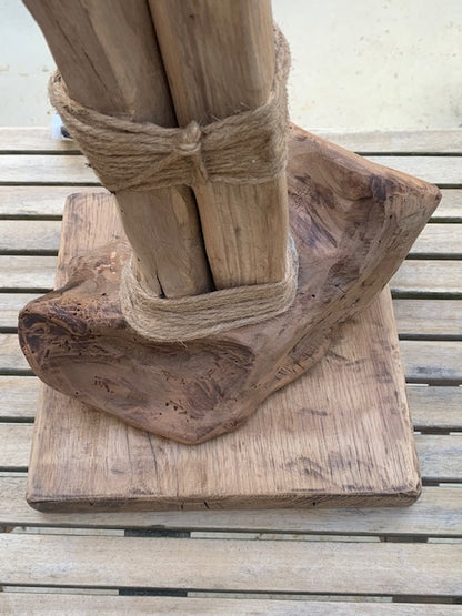 Lampe en bois flotté de la Loire (88 × 44 × 23 cm, ± 4 kg) – Avec câble et interrupteur, ampoule non incluse - Création Zen Curiosity