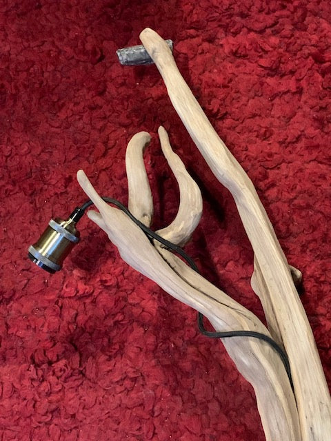 Lampe en bois flotté de la Loire (88 × 44 × 23 cm, ± 4 kg) – Avec câble et interrupteur, ampoule non incluse - Création Zen Curiosity