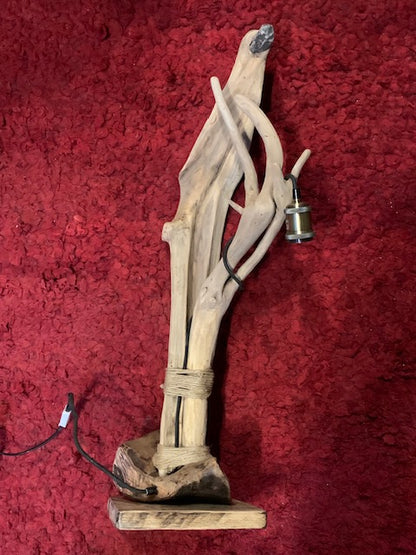 Lampe en bois flotté de la Loire (88 × 44 × 23 cm, ± 4 kg) – Avec câble et interrupteur, ampoule non incluse - Création Zen Curiosity