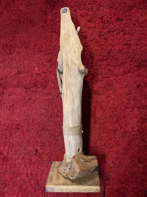 Lampe en bois flotté de la Loire (88 × 44 × 23 cm, ± 4 kg) – Avec câble et interrupteur, ampoule non incluse - Création Zen Curiosity