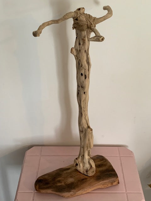 Support en bois flotté pour tingsha, carillon (Koshi, Zaphir...). ± 54 cm - Création Zen Curiosity
