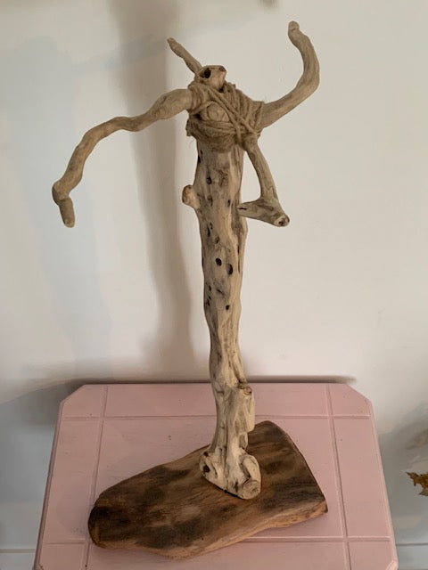 Support en bois flotté pour tingsha, carillon (Koshi, Zaphir...). ± 54 cm - Création Zen Curiosity
