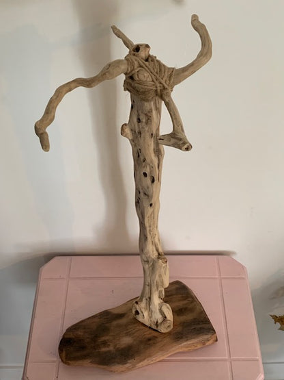 Support en bois flotté pour tingsha, carillon (Koshi, Zaphir...). ± 54 cm - Création Zen Curiosity