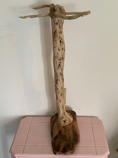 Support en bois flotté pour tingsha, carillon (Koshi, Zaphir...). ± 54 cm - Création Zen Curiosity