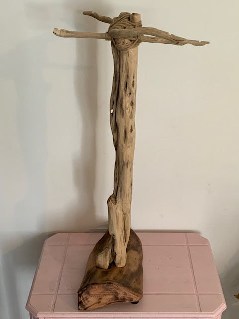 Support en bois flotté pour tingsha, carillon (Koshi, Zaphir...). ± 54 cm - Création Zen Curiosity