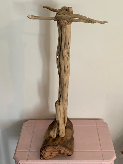 Support en bois flotté pour tingsha, carillon (Koshi, Zaphir...). ± 54 cm - Création Zen Curiosity