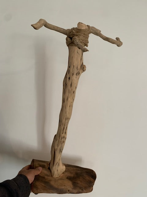 Support en bois flotté pour tingsha, carillon (Koshi, Zaphir...). ± 54 cm - Création Zen Curiosity