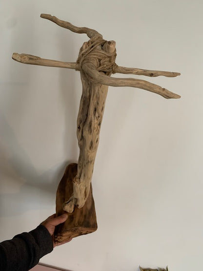Support en bois flotté pour tingsha, carillon (Koshi, Zaphir...). ± 54 cm - Création Zen Curiosity