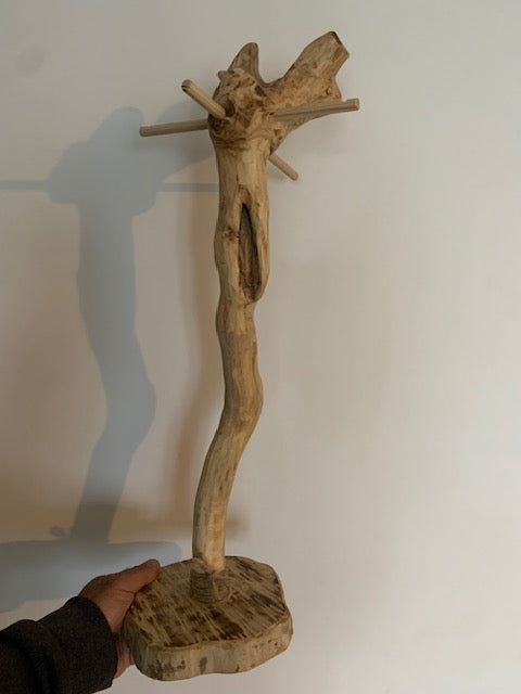 Support en bois flotté pour tingsha, carillon (Koshi, Zaphir...). ± 60 cm - Création Zen Curiosity