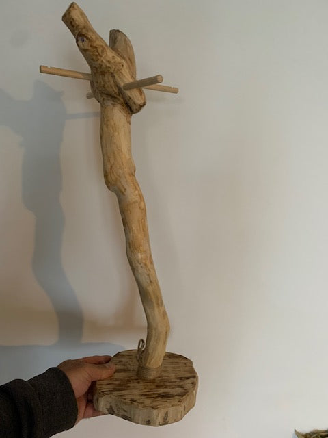 Support en bois flotté pour tingsha, carillon (Koshi, Zaphir...). ± 60 cm - Création Zen Curiosity