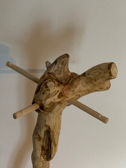 Support en bois flotté pour tingsha, carillon (Koshi, Zaphir...). ± 60 cm - Création Zen Curiosity