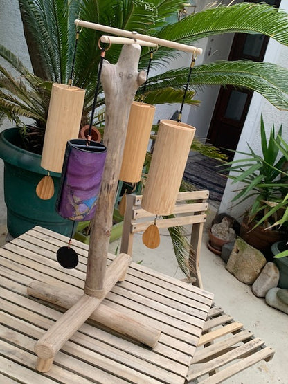 Support en bois flotté, base et branches pliables, pour carillons Koshi/Zaphir – 59 x 40 x 35 cm, léger, transport facile, création Zen Curiosity