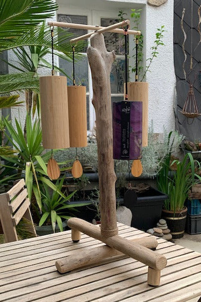 Support en bois flotté, base et branches pliables, pour carillons Koshi/Zaphir – 59 x 40 x 35 cm, léger, transport facile, création Zen Curiosity