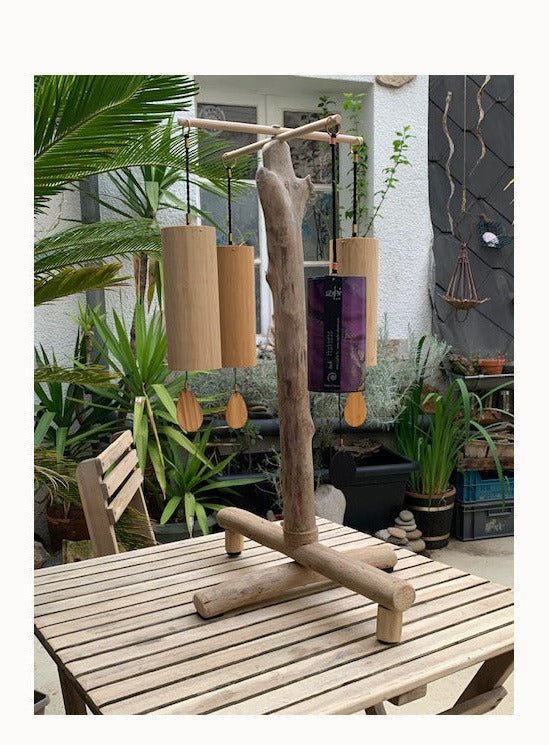 Support en bois flotté, base et branches pliables, pour carillons Koshi/Zaphir – 59 x 40 x 35 cm, léger, transport facile, création Zen Curiosity