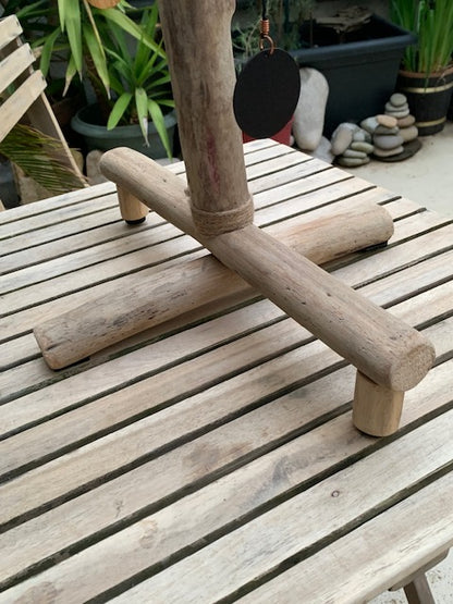 Support en bois flotté, base et branches pliables, pour carillons Koshi/Zaphir – 59 x 40 x 35 cm, léger, transport facile, création Zen Curiosity