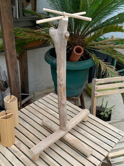 Support en bois flotté, base et branches pliables, pour carillons Koshi/Zaphir – 59 x 40 x 35 cm, léger, transport facile, création Zen Curiosity