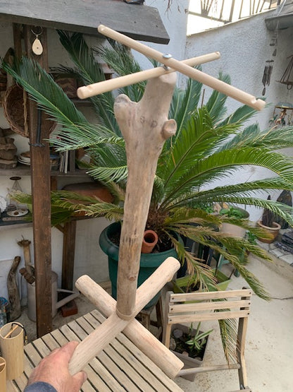 Support en bois flotté, base et branches pliables, pour carillons Koshi/Zaphir – 59 x 40 x 35 cm, léger, transport facile, création Zen Curiosity