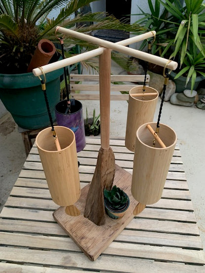 Support en bois de chêne, tronc démontable et branches pliables, avec poignée, pour carillons Koshi/Zaphir – 46 x 25 x 16 cm, création Zen Curiosity