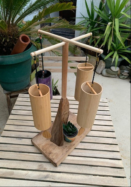 Support en bois de chêne, tronc démontable et branches pliables, avec poignée, pour carillons Koshi/Zaphir – 46 x 25 x 16 cm, création Zen Curiosity