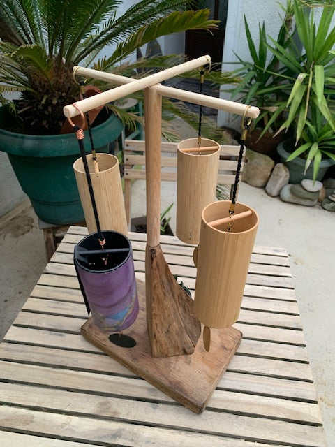 Support en bois de chêne, tronc démontable et branches pliables, avec poignée, pour carillons Koshi/Zaphir – 46 x 25 x 16 cm, création Zen Curiosity