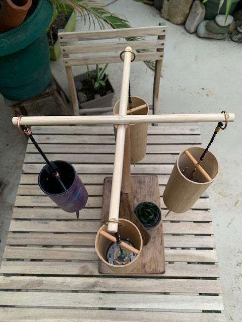 Support en bois de chêne, tronc démontable et branches pliables, avec poignée, pour carillons Koshi/Zaphir – 46 x 25 x 16 cm, création Zen Curiosity