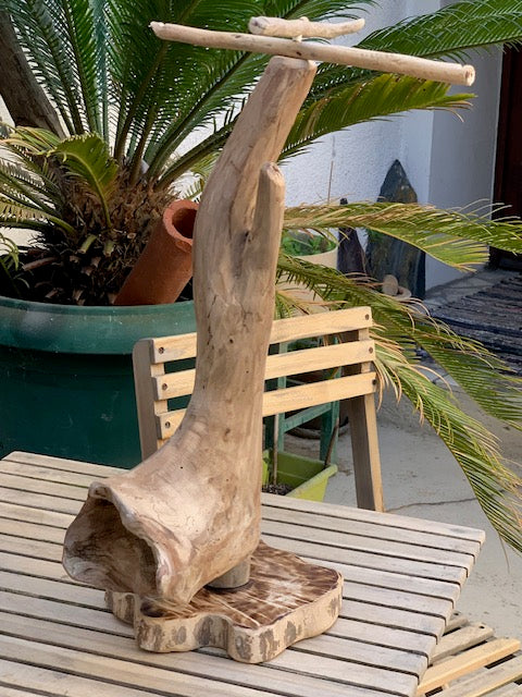 Support en bois flotté, tronc démontable et branches pliables, pour carillons Koshi/Zaphir – 50 x 28 x 25 cm, création Zen Curiosity