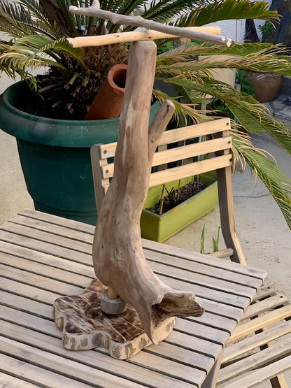 Support en bois flotté, tronc démontable et branches pliables, pour carillons Koshi/Zaphir – 50 x 28 x 25 cm, création Zen Curiosity