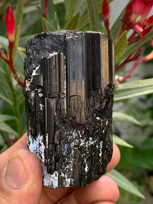 Tourmaline noire, spécimen naturel de 65 x 49 x 45 mm - 248,2 grammes. Un très beau bloc tourmaline !