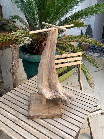 Support en bois flotté, tronc démontable et branches pliables, pour carillons Koshi/Zaphir – 49 x 25 x 25 cm, création Zen Curiosity