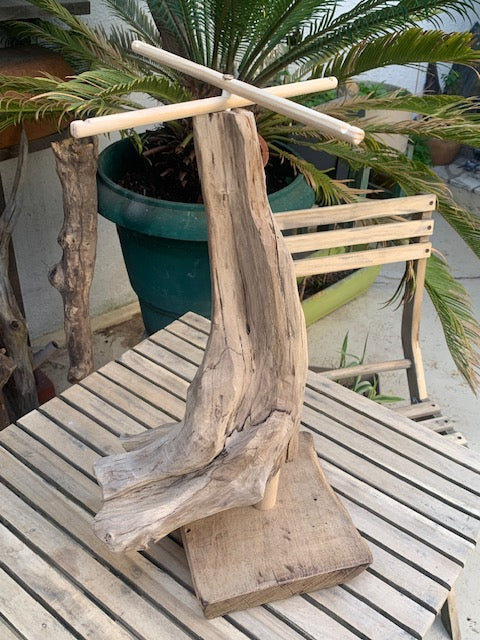Support en bois flotté, tronc démontable et branches pliables, pour carillons Koshi/Zaphir – 49 x 25 x 25 cm, création Zen Curiosity