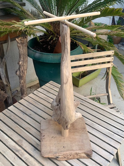 Support en bois flotté, tronc démontable et branches pliables, pour carillons Koshi/Zaphir – 49 x 25 x 25 cm, création Zen Curiosity