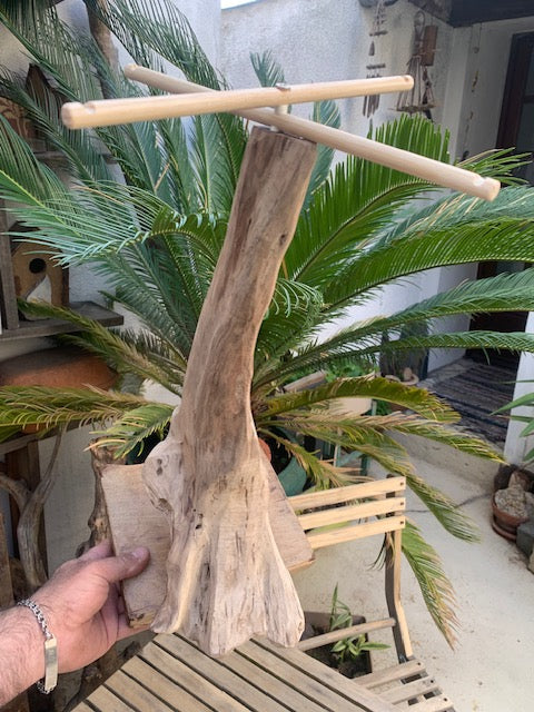 Support en bois flotté, tronc démontable et branches pliables, pour carillons Koshi/Zaphir – 49 x 25 x 25 cm, création Zen Curiosity