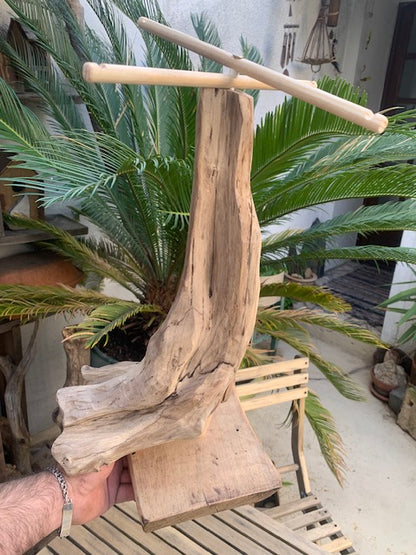 Support en bois flotté, tronc démontable et branches pliables, pour carillons Koshi/Zaphir – 49 x 25 x 25 cm, création Zen Curiosity