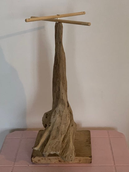 Support en bois flotté, tronc démontable et branches pliables, pour carillons Koshi/Zaphir – 49 x 25 x 25 cm, création Zen Curiosity
