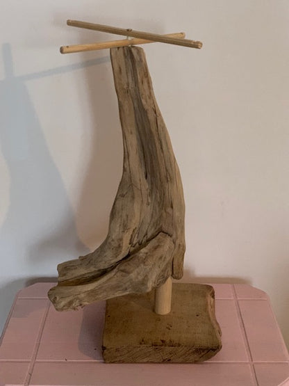 Support en bois flotté, tronc démontable et branches pliables, pour carillons Koshi/Zaphir – 49 x 25 x 25 cm, création Zen Curiosity