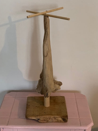Support en bois flotté, tronc démontable et branches pliables, pour carillons Koshi/Zaphir – 49 x 25 x 25 cm, création Zen Curiosity