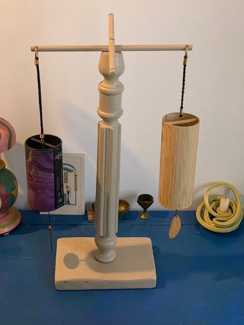 Support en bois recyclé, branches pliables, pour carillons Koshi/Zaphir – 49 x 25 x 25 cm - Création Zen Curiosity