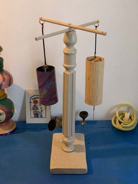 Support en bois recyclé, branches pliables, pour carillons Koshi/Zaphir – 49 x 25 x 25 cm - Création Zen Curiosity